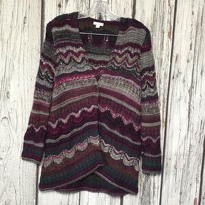J. Jill Cozy Textured Chunky Cable Knit Cardigan